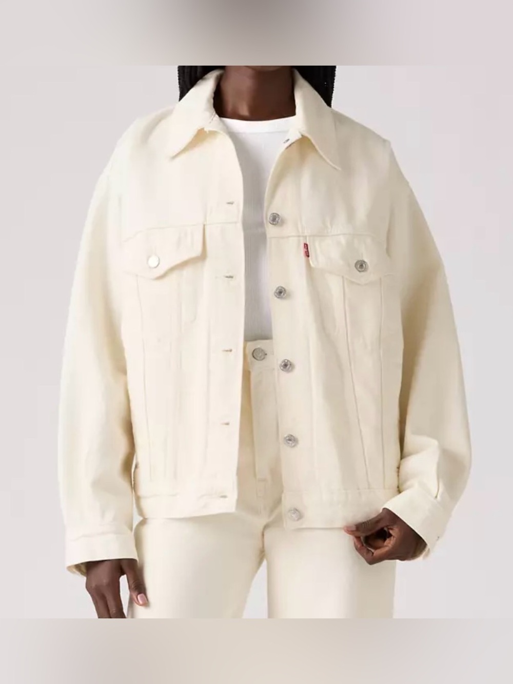 Levi's Cream Oversized Boyfriend Trucker Jean Jacket Size XL